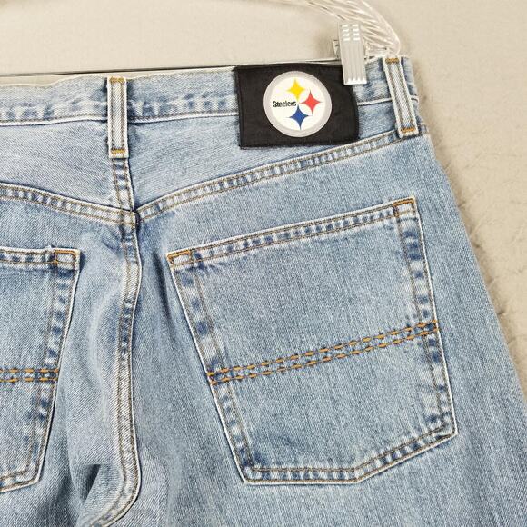 Pittsburgh Steelers Jeans Mens 32x30 Light Wash NFL Football 5 Pocket Pants - Picture 8 of 16